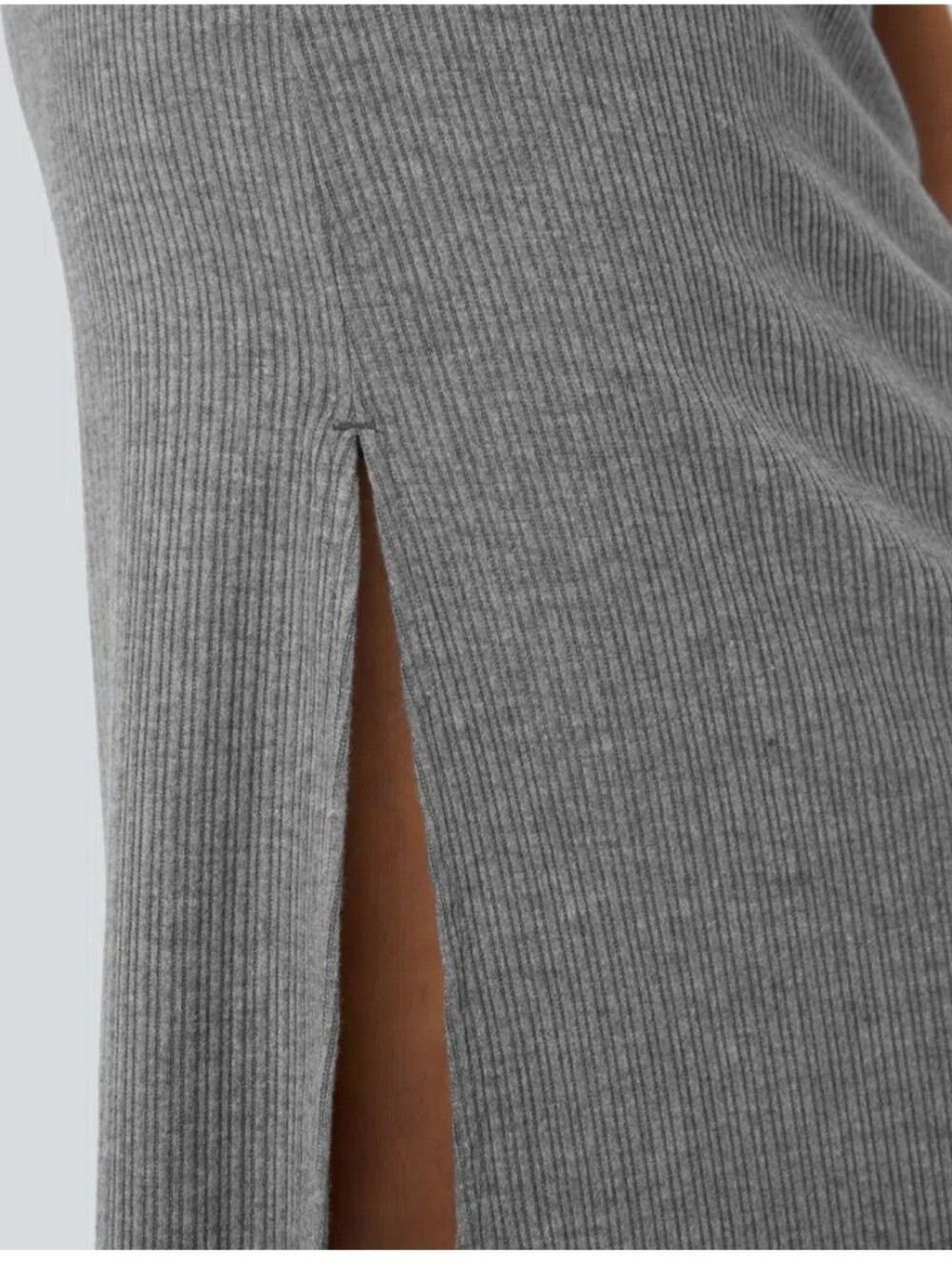 HALARA Gray Ribbed Maxi Skirt with Side Slit - Picture 3 of 12